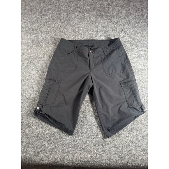 Kuhl Womens Cargo Shorts SZ 10 Charcoal Grey Ripstop Hiking Outdoor Roll Up Tab - Picture 2 of 11